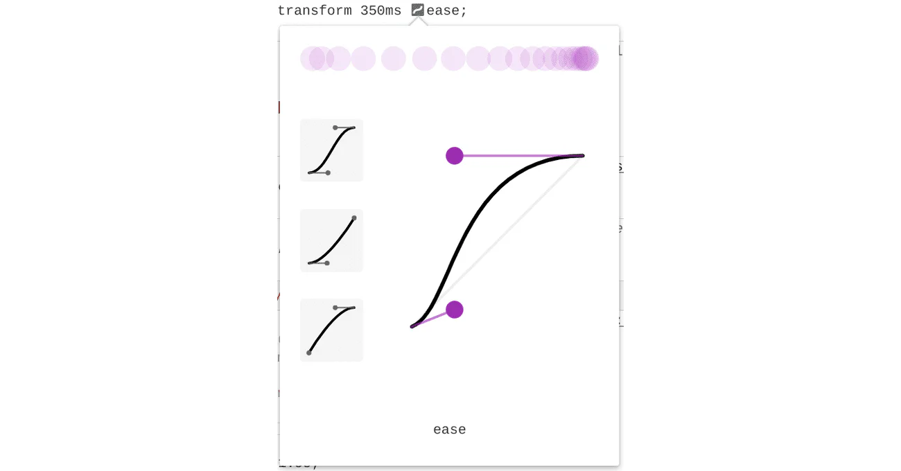 Chrome DevTools visual transition timing editor.